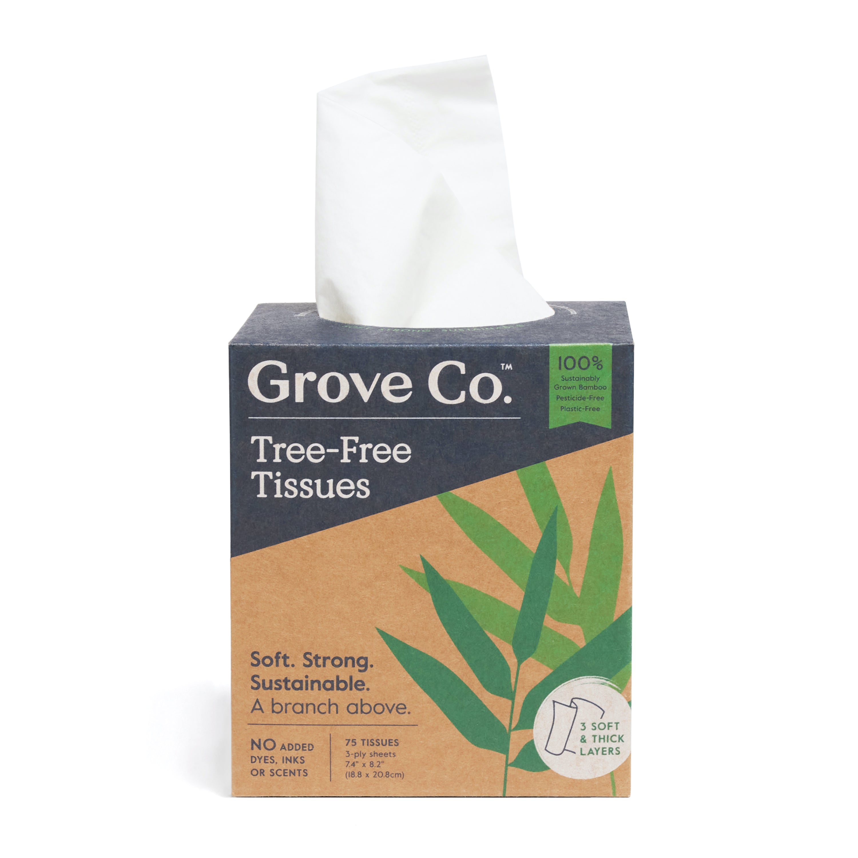 Grove Co. 3-Ply Bamboo Facial Tissues (75 sheets per box) - 1 box