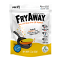 A packet of FryAway Pan Fry Used Cooking Oil Solidifier Powder, featuring a frying pan illustration. The text emphasizes its ability to simplify used cooking oil cleanup and disposal by turning it into solid organic waste. Net weight: 2.1 oz (60g).