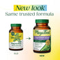 Two bottles of MegaFood Magnesium 300 mg Capsules are shown side by side; the left bottle features the previous label design, while the right bottle displays the updated branding with refreshed colors and text. Both bottles deliver 300 mg of magnesium in a triple magnesium complex, making them an excellent choice for those seeking a high-quality calm supplement.