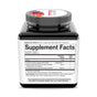 A black bottle with a white lid displays a white label listing Supplement Facts, dosage, and ingredients like calcium, GLP-1 support for digestive health, probiotics, botanical extracts, and enzymes. Product: Youtheory GLP-1 Support 2x Action Probiotic Capsules.