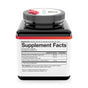 Square black bottle of Youtheory Saffron Capsules with a white supplement facts label listing Zinc, Rhodiola, Ashwagandha, and saffron extracts. Adults are instructed to take two capsules daily with water. Brand name appears on the lid.