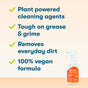 An ECOS All Purpose Cleaner bottle beside a list of benefits: plant-powered cleaning agents, tough on grease and grime, removes everyday dirt, and a 100% vegan cleaner formula.