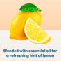 A whole lemon with a green leaf next to a lemon slice sits above ECOS Stain and Odor Remover, featuring text about its essential oil-based, plant-powered formula.