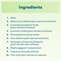 A list of ten ingredients for ECOS Dish Soap Liquid: water, sodium coco-sulfate, cocamidopropylamine oxide, lauramine oxide, phenoxyethanol, coco-betaine, tetrasodium glutamate diacetate, ethylhexylglycerin, fragrance, and citric acid.