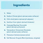 A numbered list of eight ingredients for ECOS Dishwasher Gel: water, sodium citrate, citric acid, xanthan gum, caprylyl/myristyl glucoside, tetrasodium glutamate diacetate, potassium sorbate, and a soil remover enzyme blend.