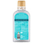 Back of a hello Mouthwash with Aloe Vera - Alcohol & Fluoride Free bottle with wood-patterned cap. Turquoise and white label details ingredients, directions, and highlights: no alcohol, fluoride, or artificial sweeteners; vegan formula.