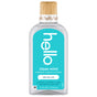 A 17.6 fl oz clear bottle of hello Mouthwash with Aloe Vera—alcohol and fluoride free, dye free—with a turquoise label and wooden cap.