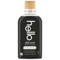 A 17.6 fl oz (520 mL) bottle of hello Mouthwash with Activated Charcoal, chill mint flavor, alcohol and fluoride free, with a sleek black bottle, wood-patterned cap, and white label text.