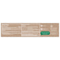 Back of a hello Naturally Healthy Whitening Fluoride Toothpaste box displaying drug facts, active ingredients, usage instructions, warnings, directions, helpline number, certifications like not tested on animals. Features fluoride for effective oral care.