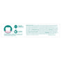 A labeled tooth diagram explains how Tom’s of Maine Sensitive + Whitening Fluoride Free Toothpaste uses calcium carbonate and arginine for fast sensitivity relief. Text covers directions, warnings, ingredients, and flavor info.