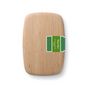 The Classic Bamboo Cutting Board by Bambu, rectangular with rounded edges, is displayed on a white background. A green and blue label wraps around one side, clearly showing the Bambu brand name.