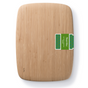 The Bambu Classic Bamboo Cutting Board is rectangular with rounded edges, a green and blue label in the upper right corner, and a smooth, natural wood grain finish—ideal for serving or food prep.