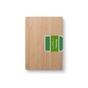 A rectangular Undercut Bamboo Cutting Board by Bambu is shown against a white background, featuring an FSC-certified green and white label with geometric patterns and branding.