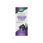 Nature’s Way Sambucus Traditional Immune Syrup, 4 fl oz—packaging features elderberries and text highlighting its highly concentrated extract for antioxidant and immune support as a dietary supplement.