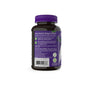 A dark bottle with a purple cap labeled Natures Way Sambucus Elderberry Gummy - For Immune Support, featuring supplement facts, purple and green accents, elderberry highlights, and health certifications on the back label.