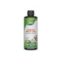 A bottle of Natures Way 100% Organic MCT Oil with a green and white label, coconuts, and certification logos. This plant-based, odorless oil is an energy supplement for brain and body fuel.