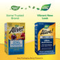 Two boxes of Natures Way Alive!® Mens 50+ Ultra Multivitamin appear side by side, showing old and new packaging. Both offer B-vitamins for energy and heart health. Text reads: “Same Trusted Brand. Vibrant New Look.”.