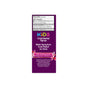 Natures Way Kids Cold Relief Syrup in a purple box provides multi-symptom homeopathic cold relief for kids with clinically proven Pelargonium sidoides 1X. For questions, the phone number and website are listed at the top.