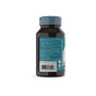 A brown Natures Way Urinary supplement bottle with a blue lid is shown from the back, highlighting urinary tract health benefits, pure botanical ingredients, certifications, and green icons for gluten-free and vegan status.