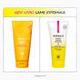Here’s your rewritten sentence using the provided product data: Two bottles of Derma E Vitamin C Foaming Oil Cleanser are positioned side by side: the bottle on the left is orange, while the one on the right is white and yellow. Above them, text reads “New look! Same formula.” This Vitamin C Foaming Oil Cleanser from Derma E helps brighten skin as it gently removes impurities.