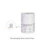 A sleek, cylindrical white container with a minimalist design displays Dirty Labs 2-in-1 Bio Enzyme Dishwasher Detergent + Booster. Next to it is a smaller image of the previous packaging and a scoop. Text below reads: New packaging. Same trusted 2-in-1 formula with bioenzymes from Dirty Labs.