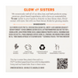 Product label for Spinster Sisters Co. Vegan Daily Glow Face Cleanser Bar – Pineapple and Papaya, with description, ingredient list, and icons for plant-based, cruelty-free, compostable packaging, and renewable energy. Ideal for all skin types.