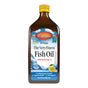 A 16.9 fl oz (500 ml) brown plastic bottle of Carlson Labs The Very Finest Fish Oil, featuring 1,600 mg omega-3s (EPA & DHA), natural lemon flavor, and blue, white, and green accents.