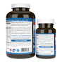 Two brown plastic bottles of Carlson Labs The Very Finest Fish Oil Softgel with blue and white labels show omega-3 supplement facts, a purity guarantee, and state they're gluten-free with no artificial preservatives.