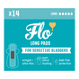 A teal pack of Here We Flo Sensitive Bladder Bamboo Long Pads contains 14 ultra-thin, winged pads that are odour neutralising and leak-free, specially designed for sensitive bladders.