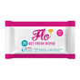 Here We Flo’s FLO Get Fresh Body + Intimate Wipes come in a pink and white 20-wipe pack, featuring plant-powered, pH-balanced freshness with 99.2% plant-based ingredients and soothing care for sensitive skin.