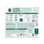 Seventh Generation Laundry Detergent Sheets package features hypoallergenic sheets, instructions and safety info in green text, usage icons for various load sizes, the FSC logo, and recycling symbols at the bottom.