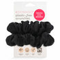 Two black KOOSHOO Scrunchies made from organic cotton, plant-based and Fairtrade, are packaged plastic-free. Cruelty-free and made by nuns, they're the perfect zero waste scrunchies for mindful living.