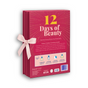 The FaceTory 12 Days of Beauty Sheet Mask Set comes in a pink box with a light pink ribbon and includes instructions plus 12 K-beauty sheet masks, perfect for all skin types.