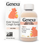 GENEXA Kids Honey Cough Syrup comes in a 4 fl oz (118 mL) bottle and box with a pink bear and honey dipper. This dye-free, non-GMO, organic honey-flavored formula is for ages 1+.