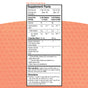 GENEXA Kids Honey Cough Syrup supplement facts label displays dosage and nutrients for ages 1–3 and 4+, an ingredients list, and usage directions on an orange, honeycomb-patterned background.