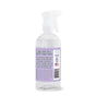 A clear spray bottle with a white nozzle, featuring a purple label on the back that highlights Rebel Green’s All Purpose Spray made with essential oils, eco-friendly info, certification logos, and a small U.S. flag.