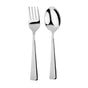 The Ahimsa Utensil Set for kids, featuring a stainless steel fork and spoon with modern handles, is displayed side by side on a white background.