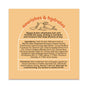 A product label featuring “nourishes & hydrates” prominently at the top introduces Sunniemade’s Moisturizing Conditioner Bar – Mighty Mango, with text highlighting the benefits of mango butter. The beige background displays ingredients and directions for use below. This plastic-free conditioner bar emphasizes the hydrating power of mango butter, providing an eco-friendly option for your hair care routine.