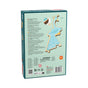 The back of a HABA 2-in-1 Wooden Puzzle - Elephant box, displaying product descriptions in multiple languages, safety warnings, and an illustration of the durable kids puzzle piece thickness.