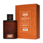 A brown bottle labeled Dr. Squatch Spray Cologne stands next to its matching orange-brown box, featuring a woodgrain texture and product details in white.