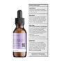 A brown glass dropper bottle with a black cap, labeled for Marie Originals Healthy Ear Oil, lists ingredients, usage directions, warnings, and contact info. This natural product is designed to support ear health.