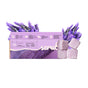 Soapymania’s Lavender Tea Sugar Scrub Cubes come in a rectangular lavender box with botanical graphics, displayed before lavender flowers. Inside are three purple vegan cubes to exfoliate and elevate your skincare routine.