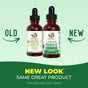 Two bottles of MaryRuth’s Organic Liquid Probiotic Drops are displayed side by side, labeled OLD and NEW to show updated packaging. Text below states: “New Look, Same Great Product. *Packaging May Vary.”.