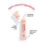 A tube of Sunniemade Nourishing Lip Balm - Blossom Butter in a paper squeeze tube, featuring text that highlights its vegan candelilla wax, nourishing baobab oil, organic shea and cocoa butter; tagline states 100% natural ingredients.