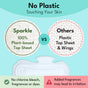 Comparison graphic shows Sparkle Maxi Pads, With Wings’ 100% plant-based, hypoallergenic top sheet vs. others with plastic. Highlights: no chlorine bleach, fragrances, or dyes; warns that added fragrances in other brands may cause irritation.