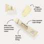 Sunniemade Hydrating Lip Balm - Coco Quench is a coconut vanilla lip balm featuring 40% more product in an easy squeeze tube. Its vegan formula is enriched with nourishing cocoa butter, and the packaging is fully recyclable. The image shows some balm dispensed from the tube to highlight its texture.