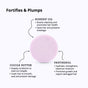 Introducing the Sunniemade Strengthening Conditioner Bar - Super Bloom: a pink, plastic-free conditioner bar featuring text that details its key ingredients—rosehip oil (boosts elasticity and seals hair), cocoa butter (conditions and coats hair), and panthenol (hydrates, strengthens, and promotes repair).