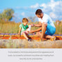 A man applies Marie Originals Scar Treatment Cream to a boy’s bandaged knee on a wooden path outdoors, sunlight glowing behind them. Text below highlights the cream’s gentle, effective scar removal benefits.