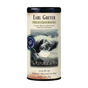A cylindrical tin of The Republic of Tea’s Earl Greyer Black Tea displays a misty landscape and steaming teacup, containing 50 tea bags. This black tea blend is infused with natural bergamot oil for a citrusy experience.