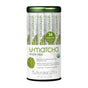 A cylindrical container of The Republic of Tea Organic Matcha Single Sips Tea with 14 packets. The white and green label features organic stone-ground Japanese matcha tea sweetened with monk fruit.